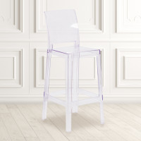 Flash Furniture OW-SQUAREBACK-29-GG Square Back Ghost Barstool in Clear