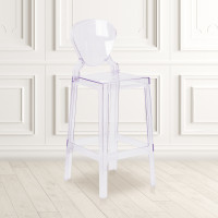 Flash Furniture OW-TEARBACK-29-GG Tear Back Ghost Barstool in Clear