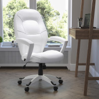 Flash Furniture Mid-Back White Leather Executive Office Chair QD-5058M-WHITE-GG