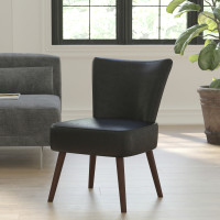 Flash Furniture QY-A02-BK-GG HERCULES Holloway Series Black Leather Retro Chair 