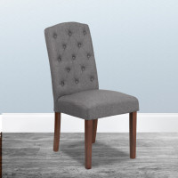 Flash Furniture QY-A18-9325-GY-GG HERCULES Grove Park Series Gray Fabric Tufted Parsons Chair 