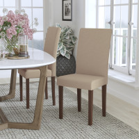 Flash Furniture QY-A37-9061-BGE-GG Greenwich Series Beige Fabric Parsons Chair 