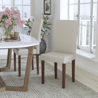 Flash Furniture QY-A37-9061-BGL-GG Greenwich Series Beige Leather Parsons Chair 