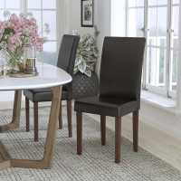 Flash Furniture QY-A37-9061-BKL-GG Greenwich Series Black Leather Parsons Chair 