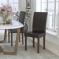 Flash Furniture QY-A37-9061-BRNL-GG Greenwich Series Brown Leather Parsons Chair 