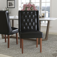 Flash Furniture QY-A91-BK-GG HERCULES Preston Series Black Leather Tufted Parsons Chair 