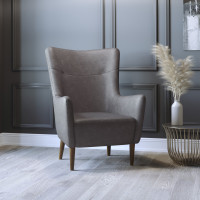 Flash Furniture QY-B235-DGY-GG Connor Traditional Wingback Accent Chair, Commercial Grade Faux Leather Upholstery and Wooden Frame and Legs, Dark Gray