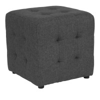 Flash Furniture QY-S02-DGY-GG Avendale Tufted Upholstered Ottoman Pouf in Dark Gray Fabric 