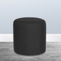 Flash Furniture QY-S10-5001-1-BK-GG Barrington Upholstered Round Ottoman Pouf in Black Fabric 