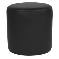 Flash Furniture QY-S10-5001-1-BKL-GG Barrington Upholstered Round Ottoman Pouf in Black Leather 
