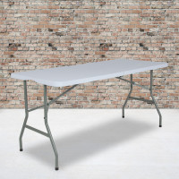Flash Furniture RB-3060FH-RES-GG 30''W x 60''L Bi-Fold Granite White Plastic Folding Table 