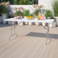 Flash Furniture 30''W x 72''L Height Adjustable Granite White Plastic Folding Table RB-3072ADJ-GG