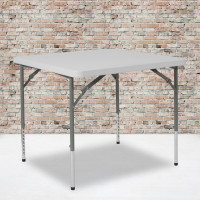 Flash Furniture RB-3434ADJ-GG 34'' Square Height Adjustable Granite White Plastic Folding Table 