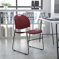 Flash Furniture Hercules Series 880 lb. Capacity Burgundy High Density, Ultra Compact Stack Chair with Black Frame RUT-188-BY-GG