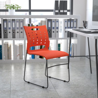 Flash Furniture RUT-2-OR-GG HERCULES Series 881 lb. Capacity Orange Sled Base Stack Chair with Air-Vent Back 