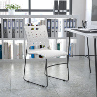 Flash Furniture RUT-2-WH-GG HERCULES Series 881 lb. Capacity White Sled Base Stack Chair with Air-Vent Back 