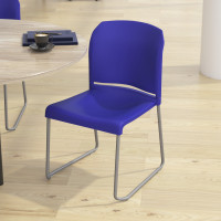 Flash Furniture RUT-238A-BL-GG HERCULES Series 880 lb. Capacity Blue Full Back Contoured Stack Chair with Gray Powder Coated Sled Base