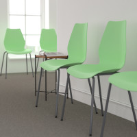 Flash Furniture HERCULES Series 770 lb. Capacity Green Stack Chair with Lumbar Support and Silver Frame RUT-288-GREEN-GG