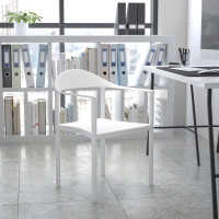 Flash Furniture HERCULES Series 1000 lb. Capacity White Plastic Cafe Stack Chair RUT-418-WH-GG