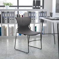 Flash Furniture RUT-438-GY-GG HERCULES Series 661 lb. Capacity Gray Full Back Stack Chair with Black Powder Coated Frame