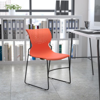 Flash Furniture RUT-438-OR-GG HERCULES Series 661 lb. Capacity Orange Full Back Stack Chair with Gray Powder Coated Frame