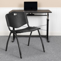 Flash Furniture Hercules Series 880 lb. Capacity Black Polypropylene Stack Chair RUT-D01-BK-GG