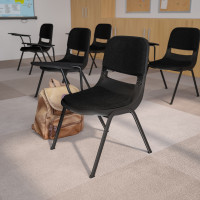 Flash Furniture Padded Black Ergonomic Shell Chair with Right Handed Tablet Arm RUT-EO1-01-PAD-RTAB-GG
