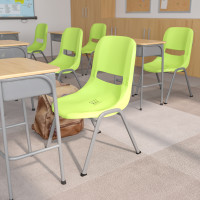 Flash Furniture RUT-EO1-GN-GG HERCULES Series 880 lb. Capacity Green Ergonomic Shell Stack Chair with Gray Frame