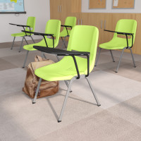 Flash Furniture RUT-EO1-GN-LTAB-GG Green Ergonomic Shell Chair with Left Handed Flip-Up Tablet Arm
