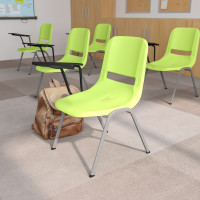 Flash Furniture RUT-EO1-GN-RTAB-GG Green Ergonomic Shell Chair with Right Handed Flip-Up Tablet Arm