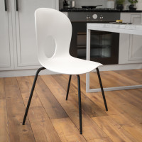 Flash Furniture Hercules Series 400 lb. Capacity Designer White Plastic Stack Chair with Black Powder Coated Frame Finish RUT-NC258-WHITE-GG