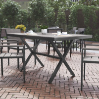 Flash Furniture SB-TB288-GRY-GG Finch Commercial Grade X-Frame Outdoor Dining Table 59
