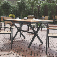 Flash Furniture SB-TB288-NAT-GG Finch Commercial Grade X-Frame Outdoor Dining Table 59