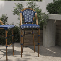 Flash Furniture SDA-AD642001-BS-NVYWH-NAT-GG Bordeaux Stackable Indoor/Outdoor French Bistro 30