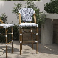 Flash Furniture SDA-AD642001-F-BS-WHNVY-NAT-GG Lourdes Stackable Indoor/Outdoor French Bistro 30