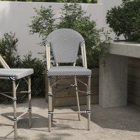 Flash Furniture SDA-AD642107-CS-BLKWH-LTNAT-GG Marseille Stackable Indoor/Outdoor French Bistro 26