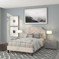 Flash Furniture SL-BK4-F-B-GG Brighton Full Size Tufted Upholstered Platform Bed in Beige Fabric 