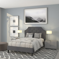Flash Furniture SL-BK4-F-DG-GG Brighton Full Size Tufted Upholstered Platform Bed in Dark Gray Fabric 