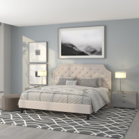 Flash Furniture SL-BK4-K-B-GG Brighton King Size Tufted Upholstered Platform Bed in Beige Fabric 
