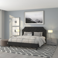 Flash Furniture SL-BK4-K-BK-GG Brighton King Size Tufted Upholstered Platform Bed in Black Fabric 