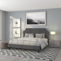 Flash Furniture SL-BK4-K-DG-GG Brighton King Size Tufted Upholstered Platform Bed in Dark Gray Fabric 
