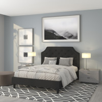 Flash Furniture SL-BK4-Q-BK-GG Brighton Queen Size Tufted Upholstered Platform Bed in Black Fabric 