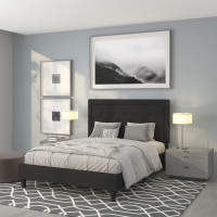 Flash Furniture SL-BK5-Q-BK-GG Roxbury Queen Size Tufted Upholstered Platform Bed in Black Fabric 