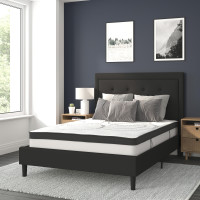 Flash Furniture SL-BM10-22-GG Roxbury Full Size Tufted Upholstered Platform Bed in Black Fabric with 10 Inch CertiPUR-US Certified Pocket Spring Mattress