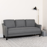 Flash Furniture SL-SF915-3-DGY-F-GG Asti Upholstered Sofa in Dark Gray Fabric 