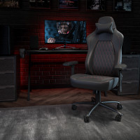 Flash Furniture SY-088-RD-GG Falco Ergonomic High Back Adjustable Gaming Chair with 4D Armrests, Headrest Pillow, and Adjustable Lumbar Support, Black with Red Stitching