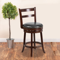 Flash Furniture TA-16026-CA-GG 26" Cappuccino Wood Stool in Black