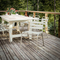 Flash Furniture TLH-015C-GG Lila Commercial Silver Metal Indoor-Outdoor Restaurant Stack Chair with Metal Triple Slat Back