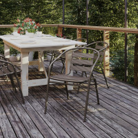 Flash Furniture TLH-017C-BZ-GG Lila Bronze Metal Restaurant Stack Chair with Metal Slats