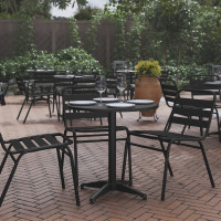 Flash Furniture TLH-052-2-BK-GG Mellie 27.5'' Black Round Metal Indoor-Outdoor Table with Base